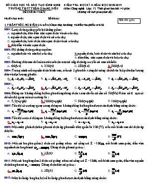 Kiểm tra học kỳ 2 môn Công nghệ Lớp 12 (Mã đề Gốc) - Năm học 2018-2019 - Trường THPT Trần Quang Diệu